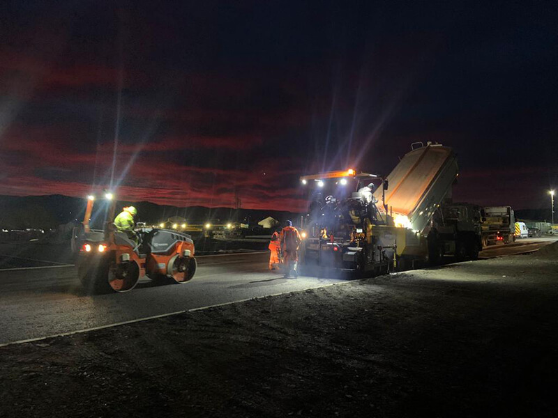 tarmac at night